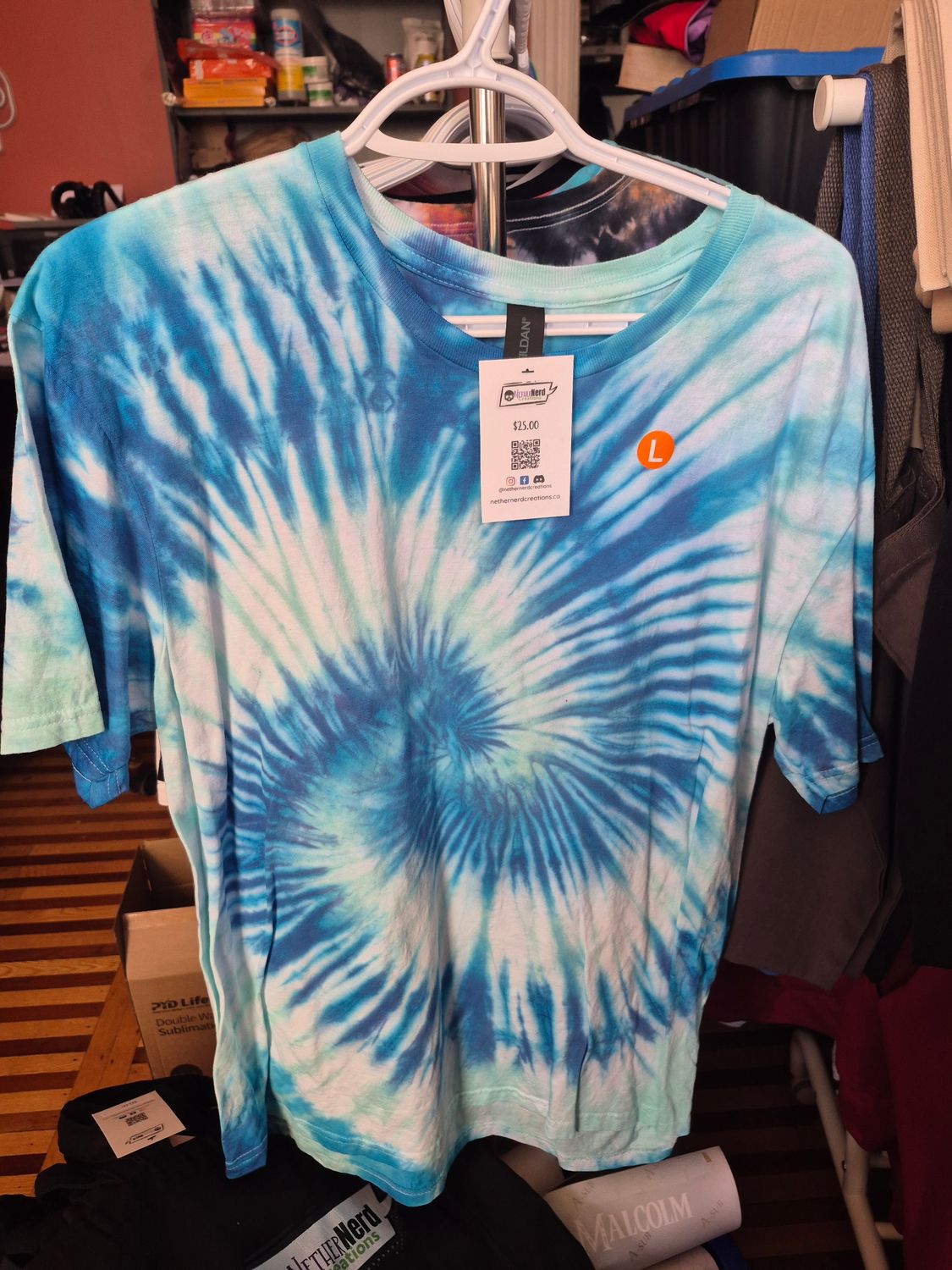 Mint Blue Tie Dye Swirl Shirt