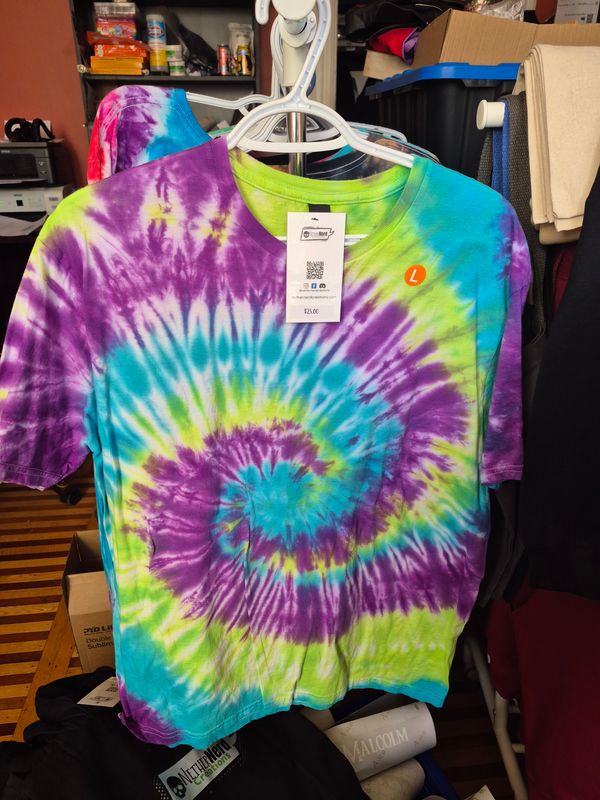 Turquoise Green Purple Swirl Tie Dye Shirt