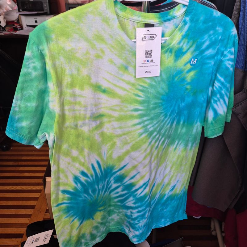 Lime Green Teal Douvle Swirl Tie Dye Shirt