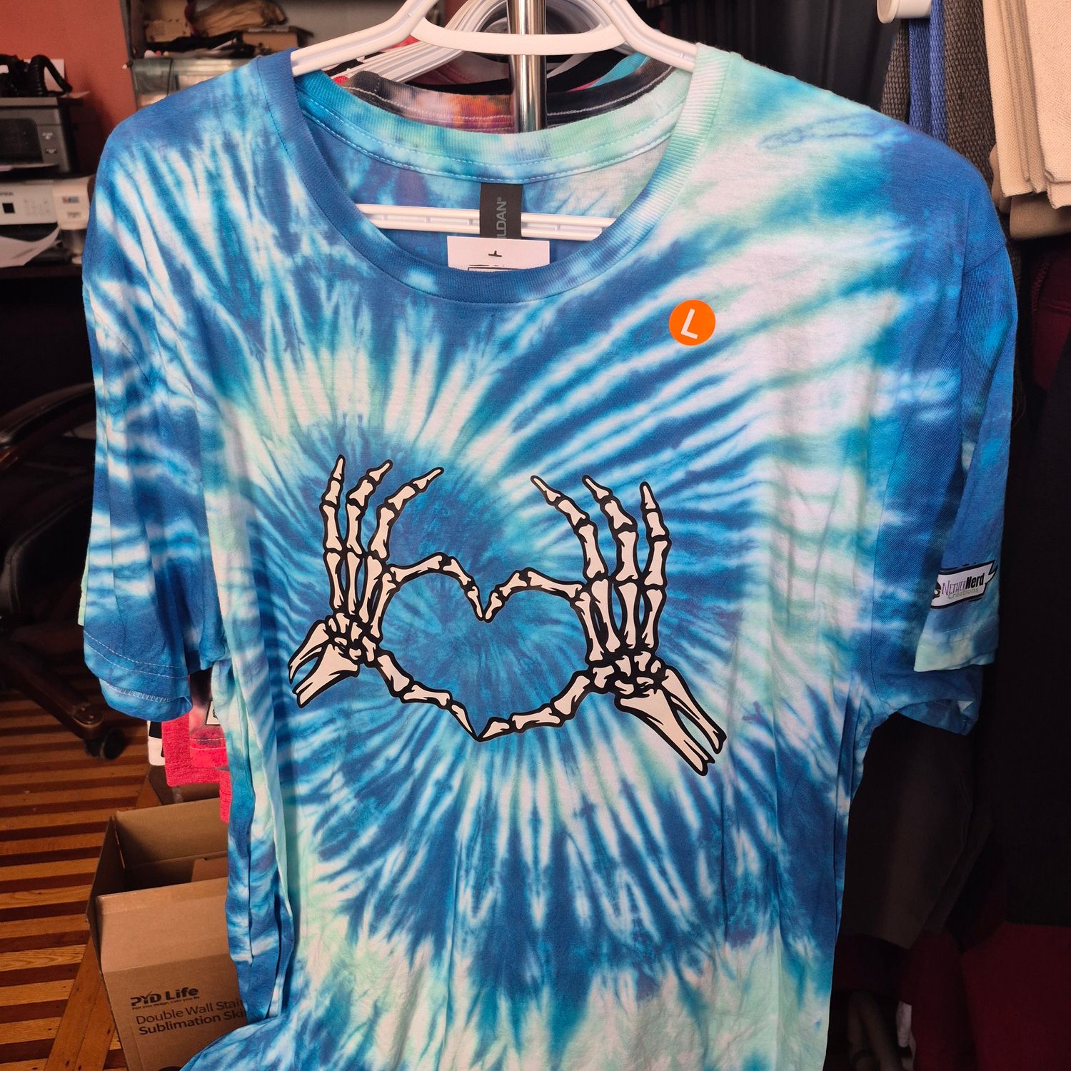 Skellie Hands Heart On Tie Dye Shirt
