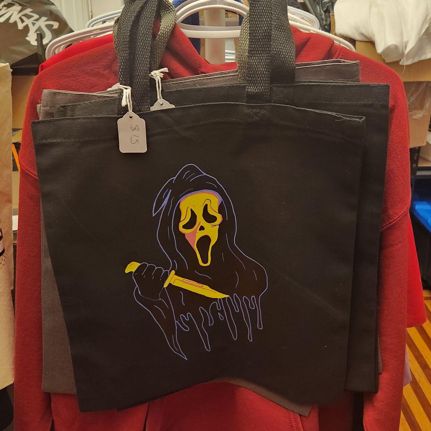 Neon Ghost Face Tote Bag