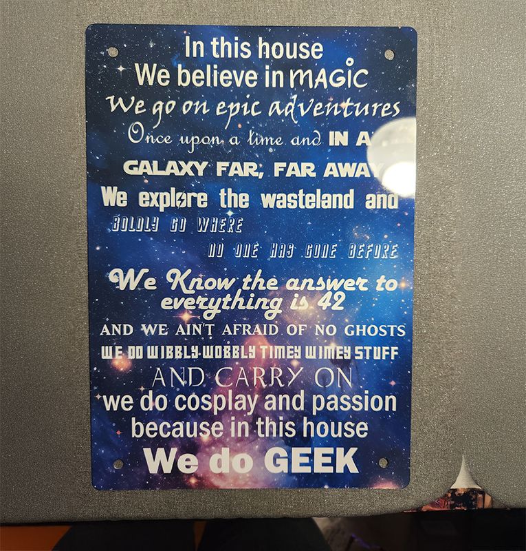 We do Geek metal sign