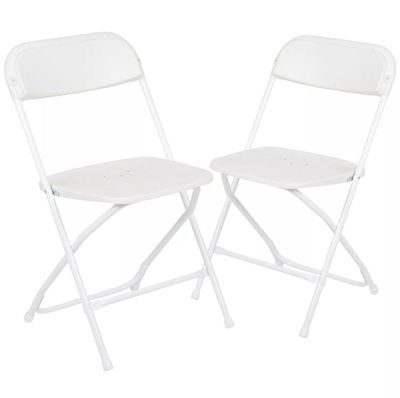 White plastic folding chairs