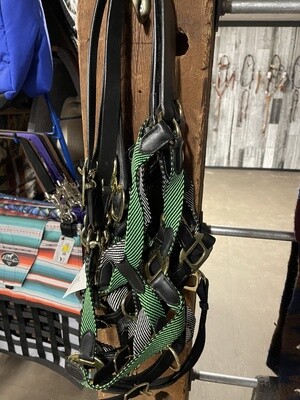 Leather Halter with Fun Webbing