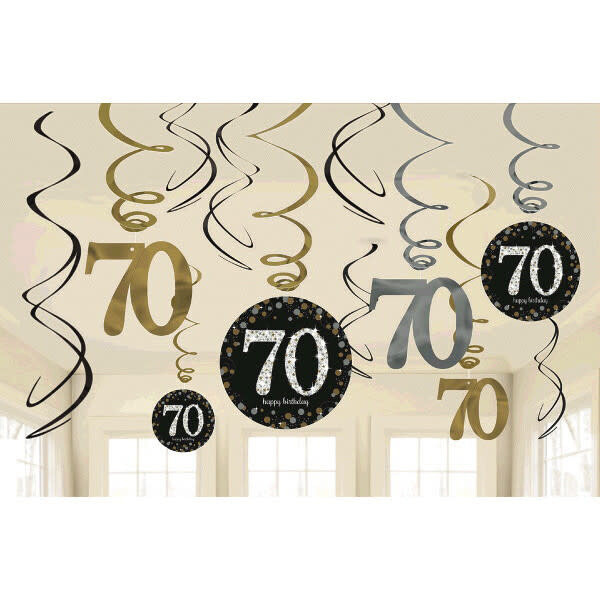 70th Birthday Gold Whirls, 12ct