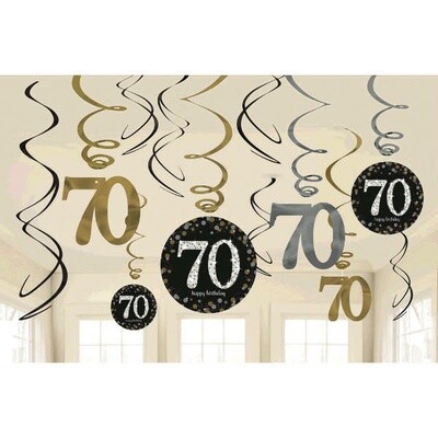 70th Birthday Gold Whirls, 12ct