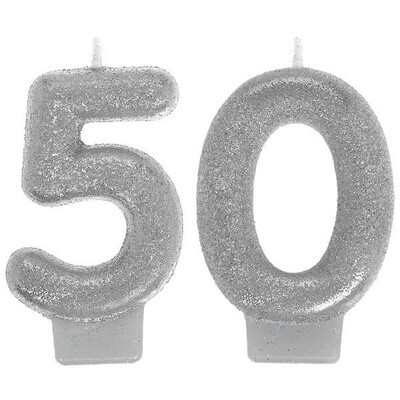 50th Birthday Silver Candle