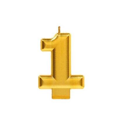 Gold Number 1 Birthday Candle
