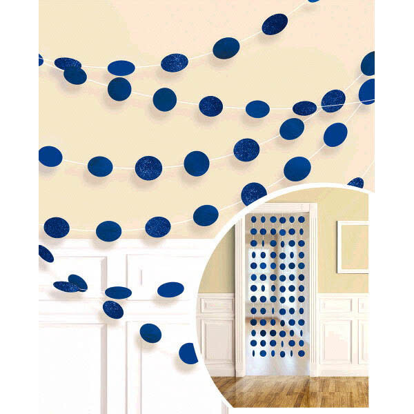 Glitter Blue Polka Dot String Decorations