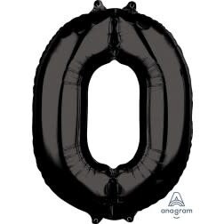 Black Number 0 Shaped Foil Balloon 35&quot;