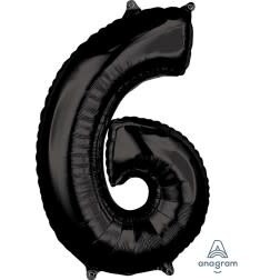 Black Number 6 Shaped Foil Balloon 34" Black Number 6 Shaped Foil Balloon 34"
