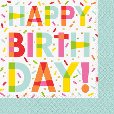 Donut &#39;Happy Birthday&#39; Sprinkle Luncheon Napkins