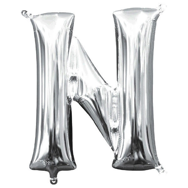 Silver Letter N Balloon (16&quot; Air Filled)
