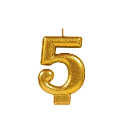 Gold Number 5 Birthday Candle
