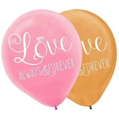 Pink and Gold Love Always And Forever 12&quot; Latex Balloon 6pk