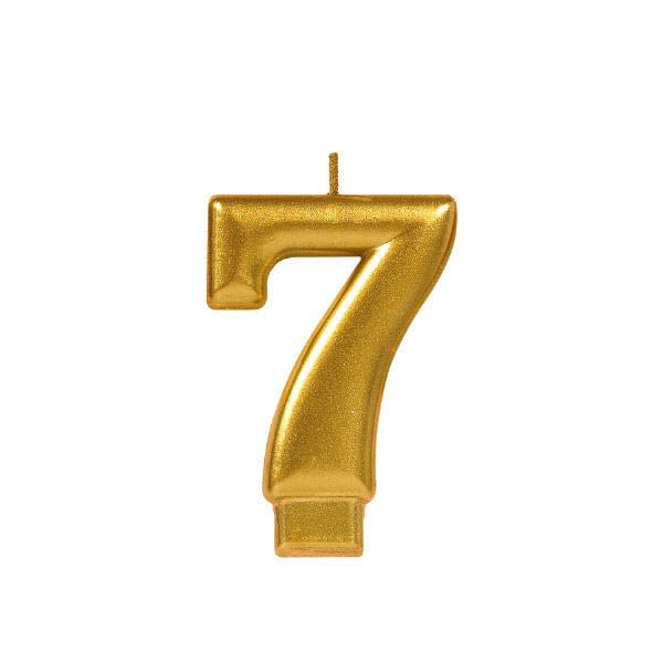 Gold Number 7 Birthday Candle