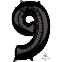 Black Number 9 Shaped Foil Balloon 34&quot;