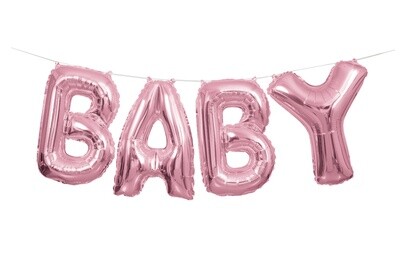 Pink &#39;BABY&#39; Air Fill Only Balloon Banner