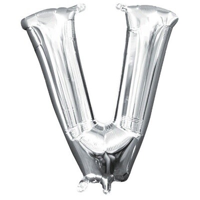 Silver Letter V Balloon (16&quot; Air Filled)