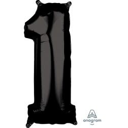 Black Number 1 Shaped Foil Balloon 34” Black Number 1 Shaped Foil Balloon 34”