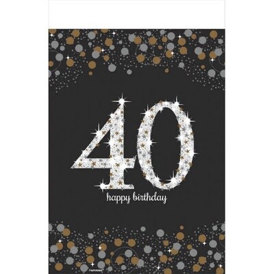 40th Birthday Plastic Rectangular 6FT Tablecloth