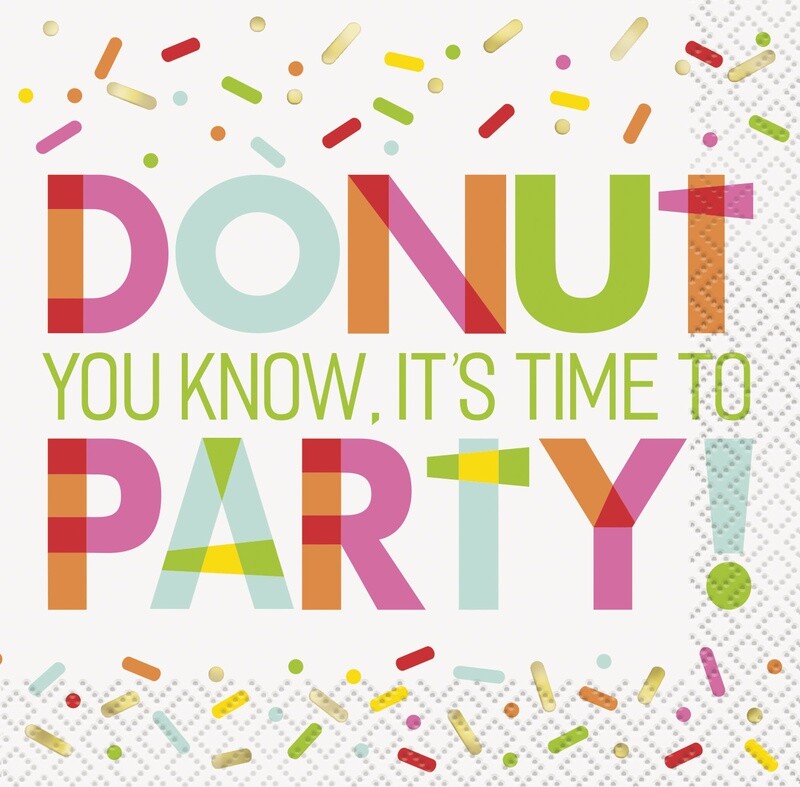 Donut Printed Birthday Beverage Napkins
