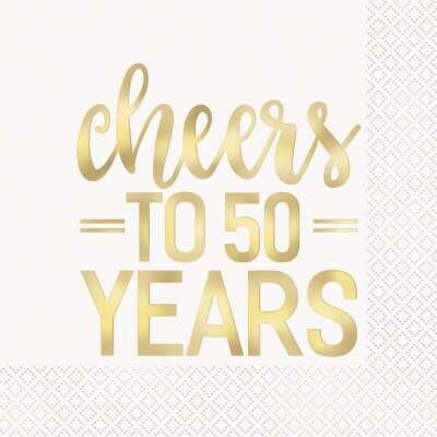 50th Anniversary &#39;Cheers to 50 Years&#39; Luncheon Napkins 16ct