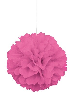 16” Hot Pink Paper Puff Ball