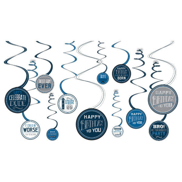 Happy Birthday Man Value Pack Spiral Decorations