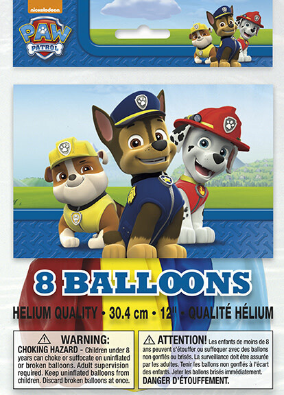 Paw Patrol Latex Balloons 8ct, 12&quot;