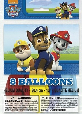 Paw Patrol Latex Balloons 8ct, 12&quot;