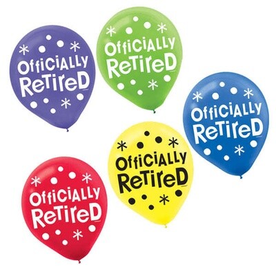 &#39;Officially Retired&#39; 12&quot; Latex Balloons 15c