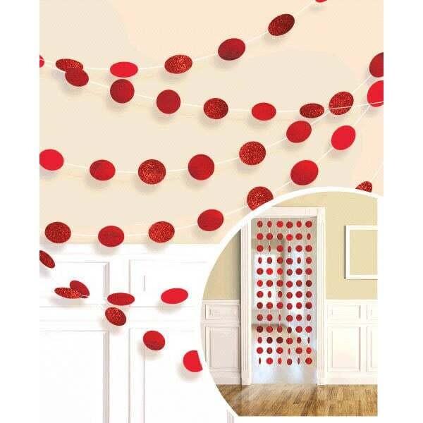 Glitter Red Polka Dot String Decorations