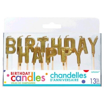 Happy Birthday Gold Pick Candles