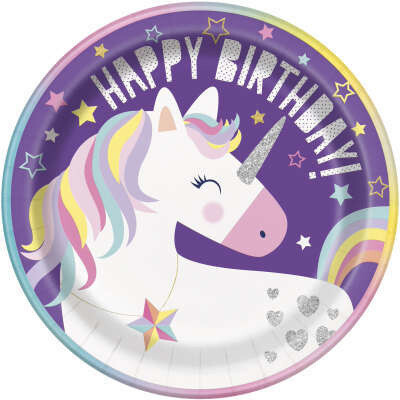 Unicorn Round 9&quot; Dinner Plates 8ct