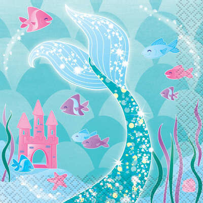 Mermaid Beverage Napkins 16ct