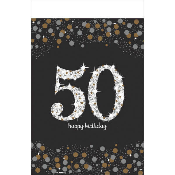 50th Birthday 6FT Plastic Tablecloth