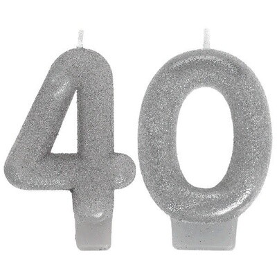 40th Birthday Silver Candle