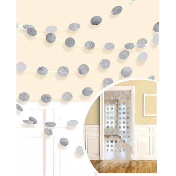 Glitter Silver Polka Dot String Decorations