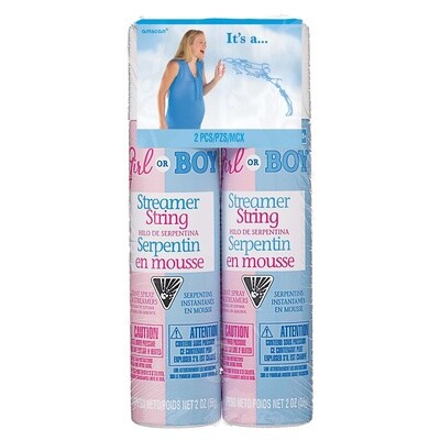 Blue Gender Reveal Silly String, 2ct