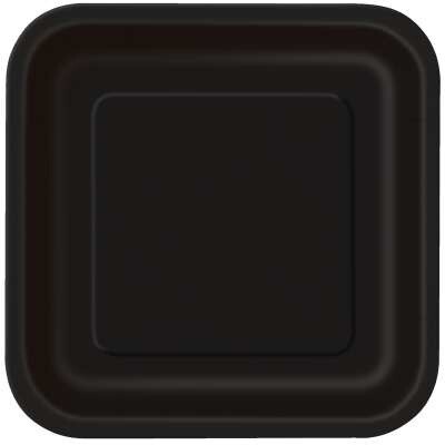 Black 7&quot; Square Plates, 16ct