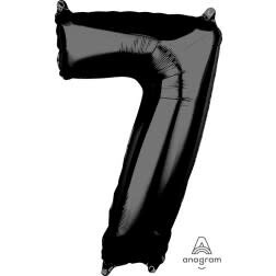 Black Number 7 Shaped Foil Balloon 35&quot;