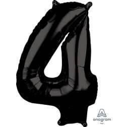 Black Number 4 Shaped Foil Balloon 34&quot;