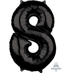 Black Number 8 Shaped Foil Balloon 34&quot;