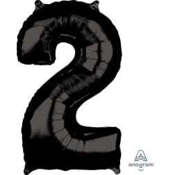 Black Number 2 Shaped Foil Balloon 34”