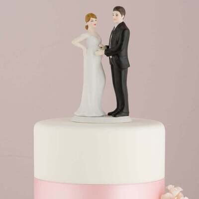 Expecting Bridal Couple Cake Topper