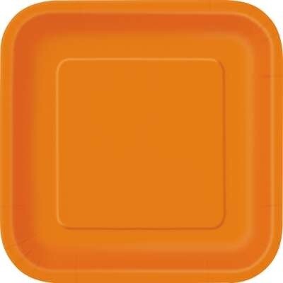 Pumpkin Orange 9&quot; Square Plates, 14ct
