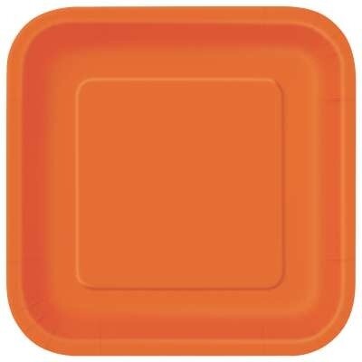 Pumpkin Orange 7&quot; Square Plates, 16ct