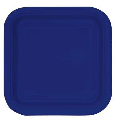 True Navy Blue 9&quot; Square Plates, 14ct