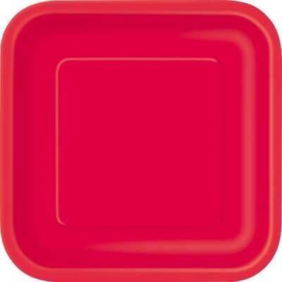Red 9&quot; Square Plates, 14ct